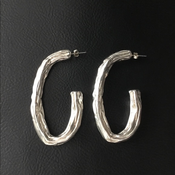 Sterling Silver Long Hollow Earrings - Picture 1 of 4